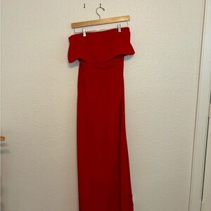 Elegant Red Strapless Gown